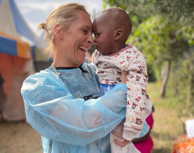 Carrine volunteering in Africa